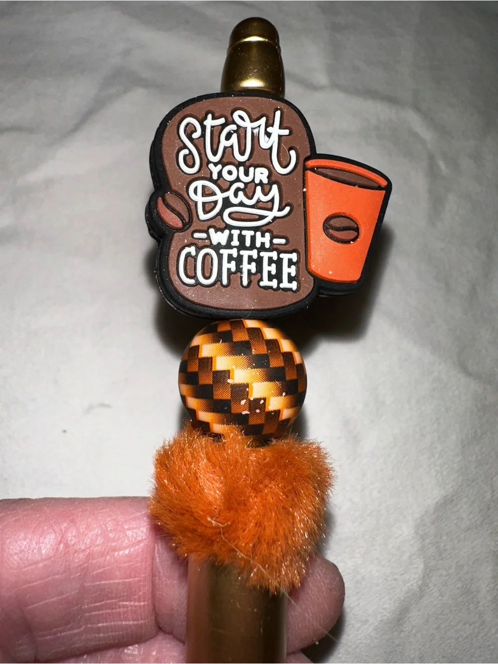 Gold Coffee Charm Ballpoint Pen - 
